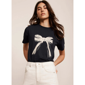 Mint Velvet Navy Graphic Bow T Shirt